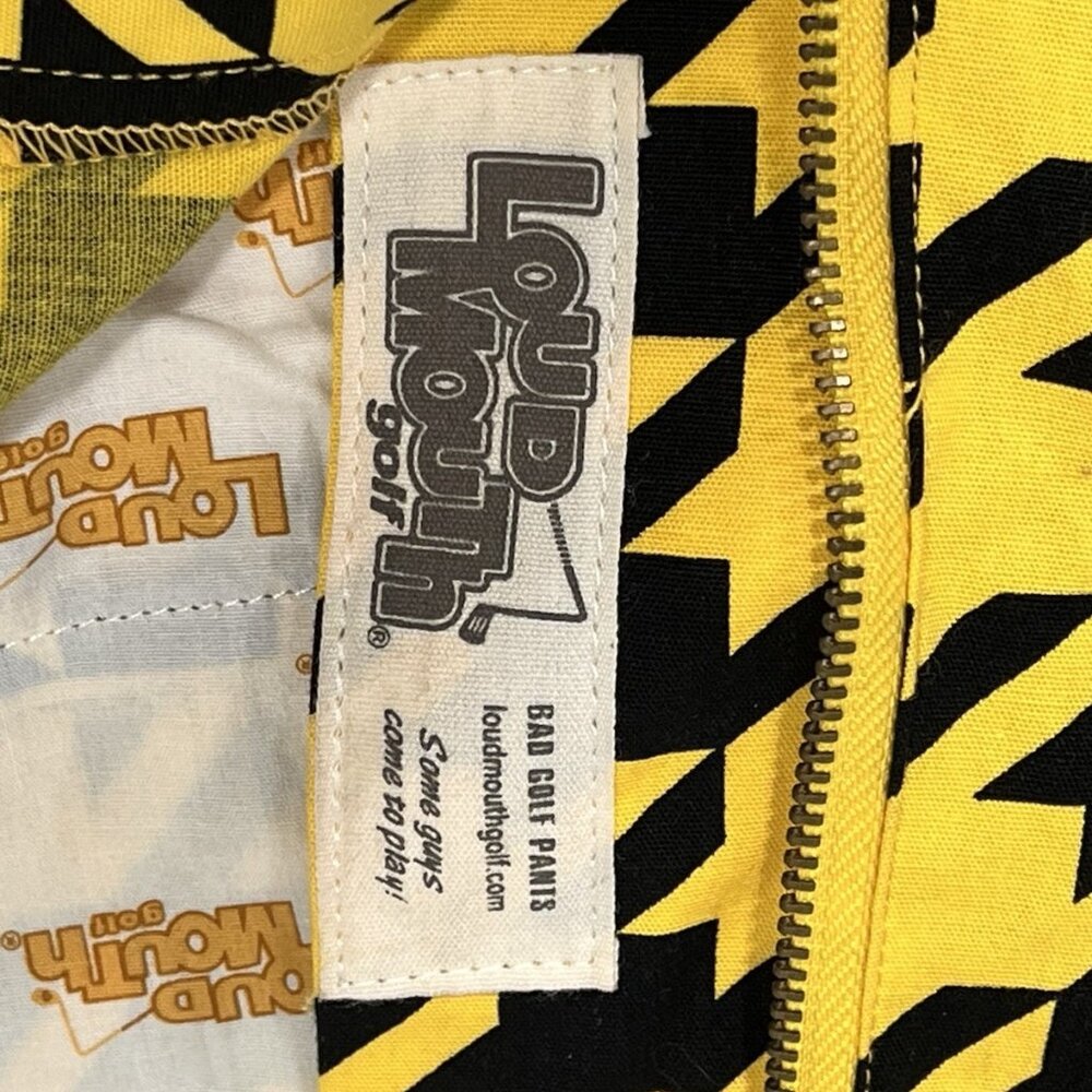 Loudmouth Golf Shorts Mens 42 Black Yellow Houndstooth Stretch - Picture 3 of 10